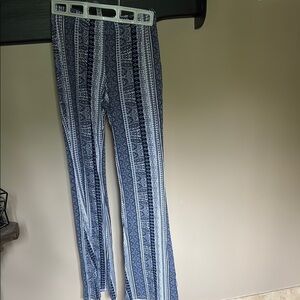 Stylish Blue Patterned Wide Leg Pants